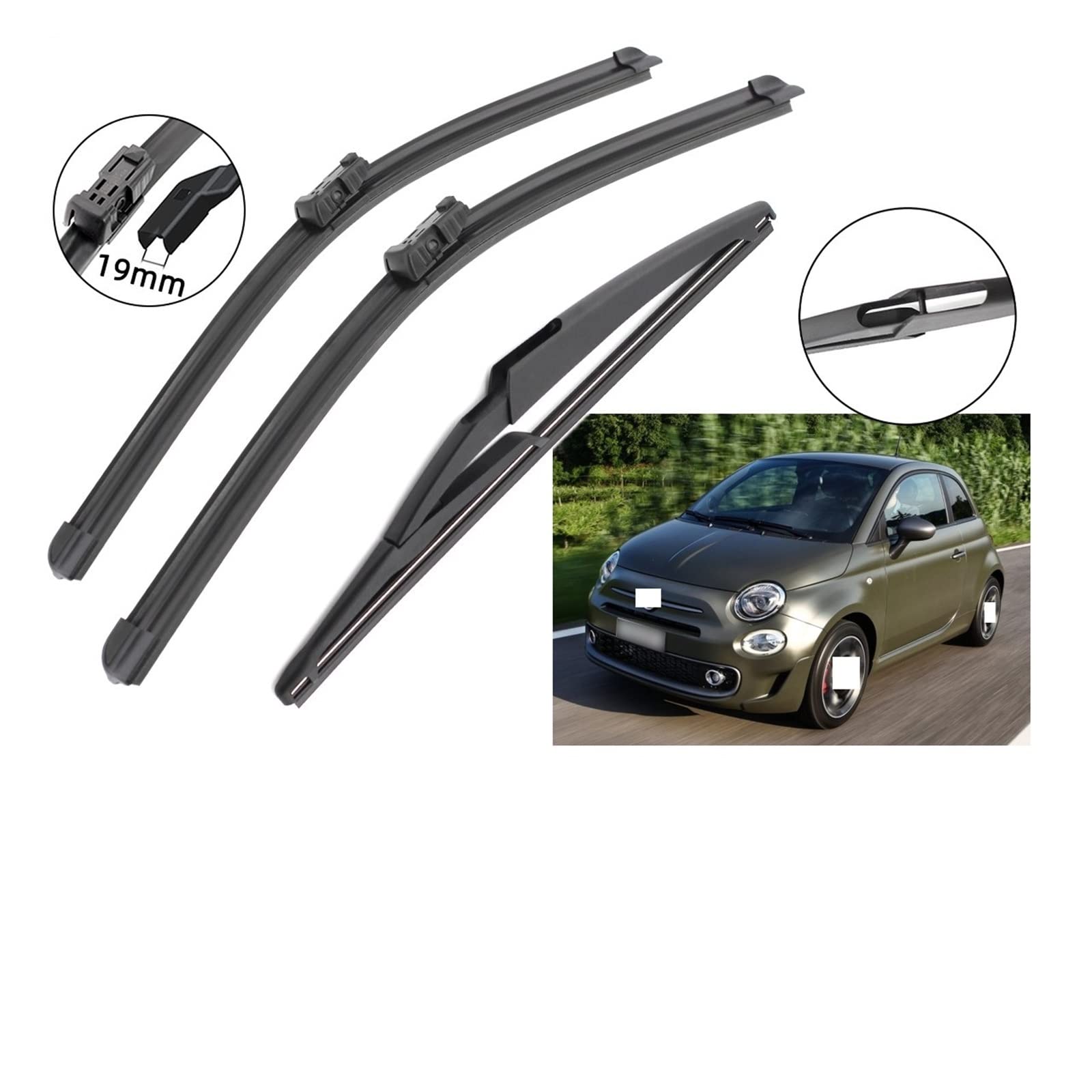 Para Fiat para 500 312 2011 2012 2013 2014 2007 2008 2009 2010 2015 2016 2017 limpiaparabrisas delantero y trasero 24 "+ 14" + 11 Brazo Limpiaparabrisas Delantero