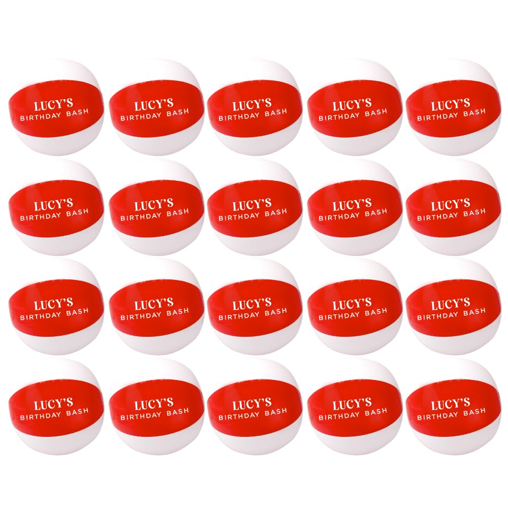 GiftsinaJiffy Personalised Inflatable Beach Balls, Custom Name Pool Party Balls 22cm, Summer Party Favours for Kids & Adults, Hen Party, Birthday, Holiday & Bulk Beach Accessories (Red)