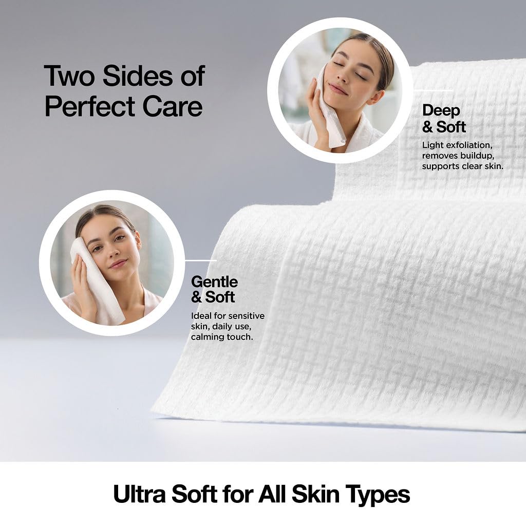 Face Towels - Ultra Soft and Thick Disposable Face Towelettes for Women - Biodegradable Facial Towels for Sensitive Skin - Face Cleansing, Makeup Removal, 10x12 Extra Large - 50 Pack