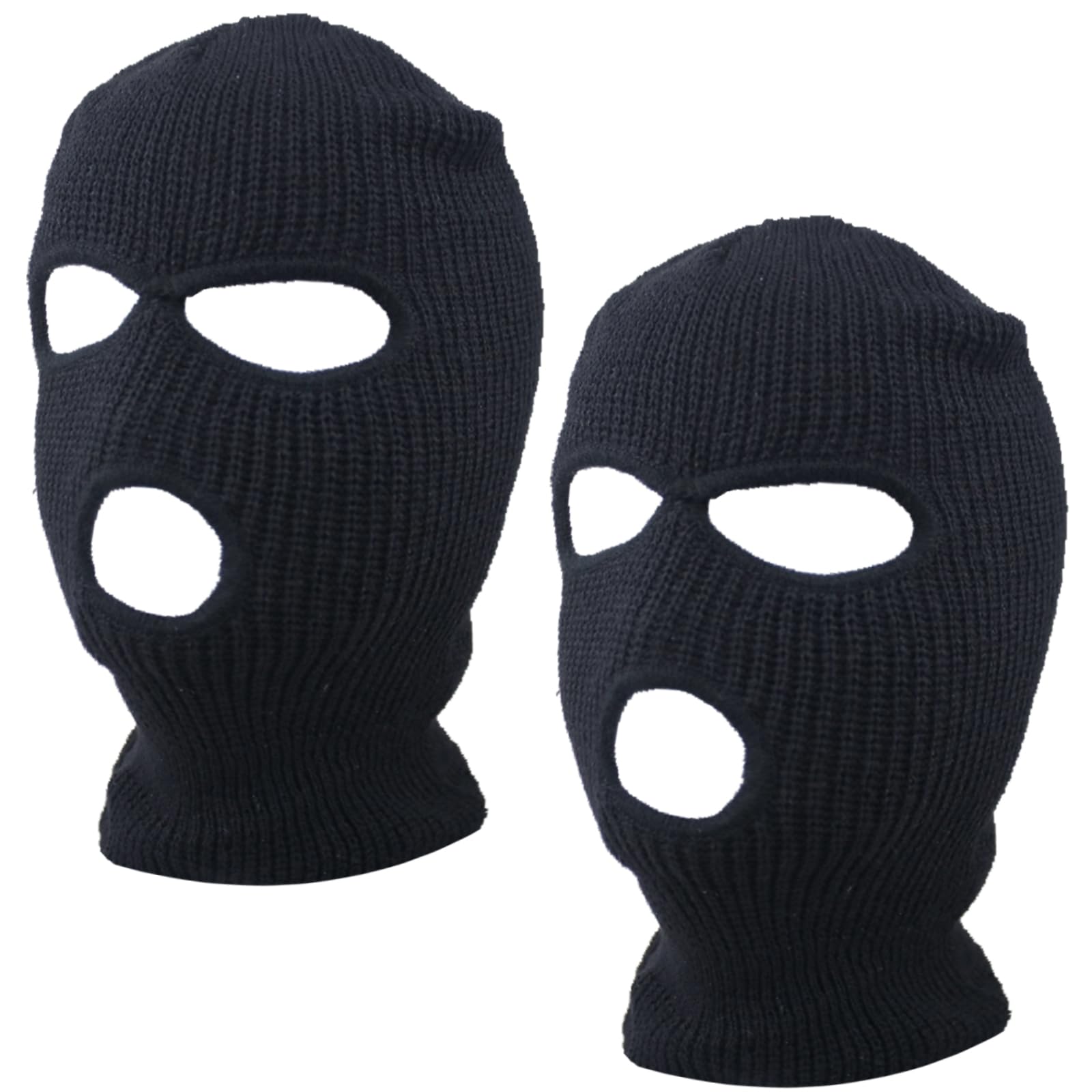 2 Pcs Knitted Full Face Cover 3 Hole Ski Mask Winter Mask Balaclava Outdoor Sports Beanie Masks for