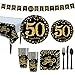 Kit de decoración para fiesta de 50 cumpleaños, juego de vajilla, pancarta de feliz cumpleaños, manteles, platos, tazas, tenedores, servilletas, 114 piezas