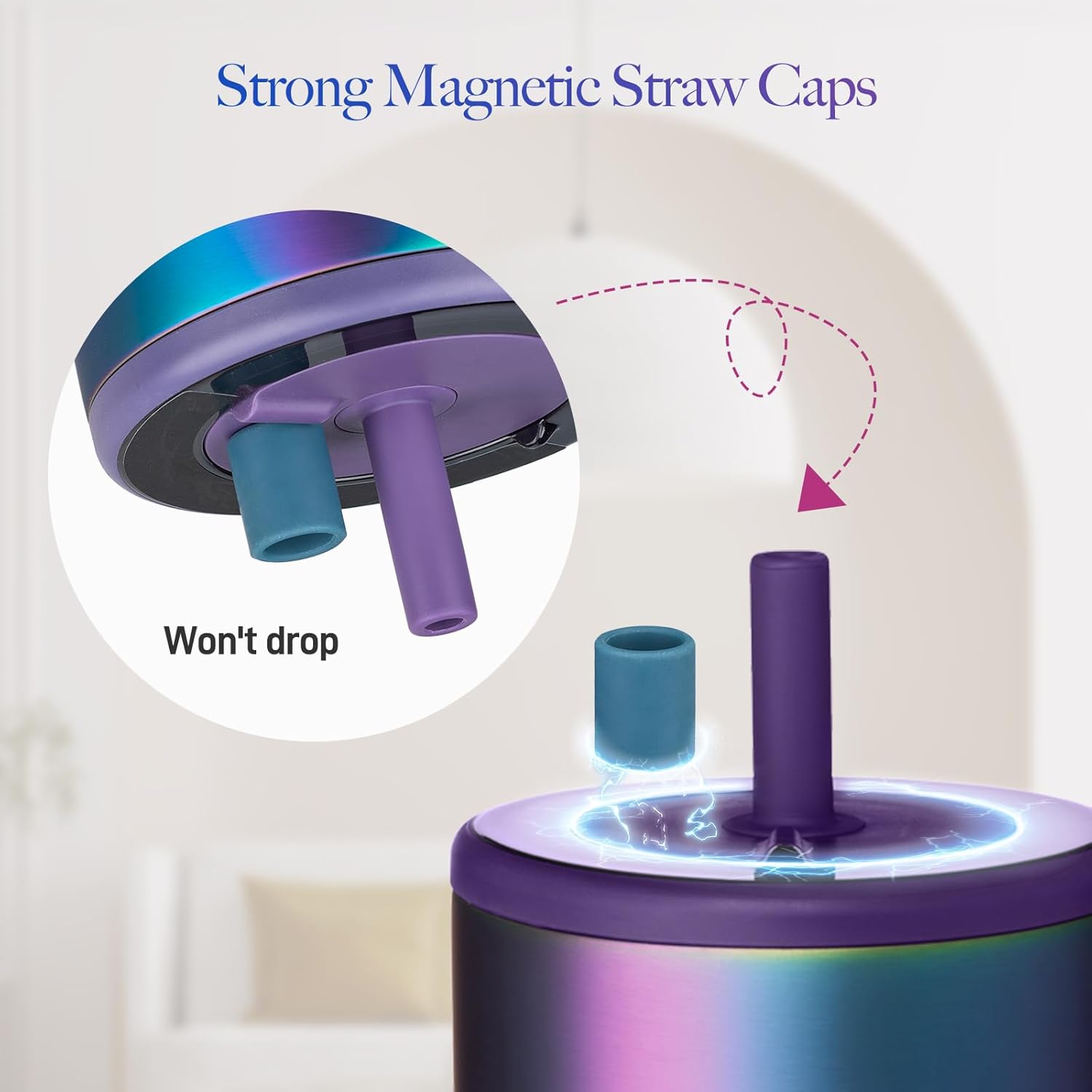 2 Pack Magnetic Straw Caps Compatible with BrüMate All Era and Resa Tumblers, Silicone Straw Caps Toppers Compatible with Brumate Accessories, Covers Protectors BPA Free (Dark Blue) - Image 3