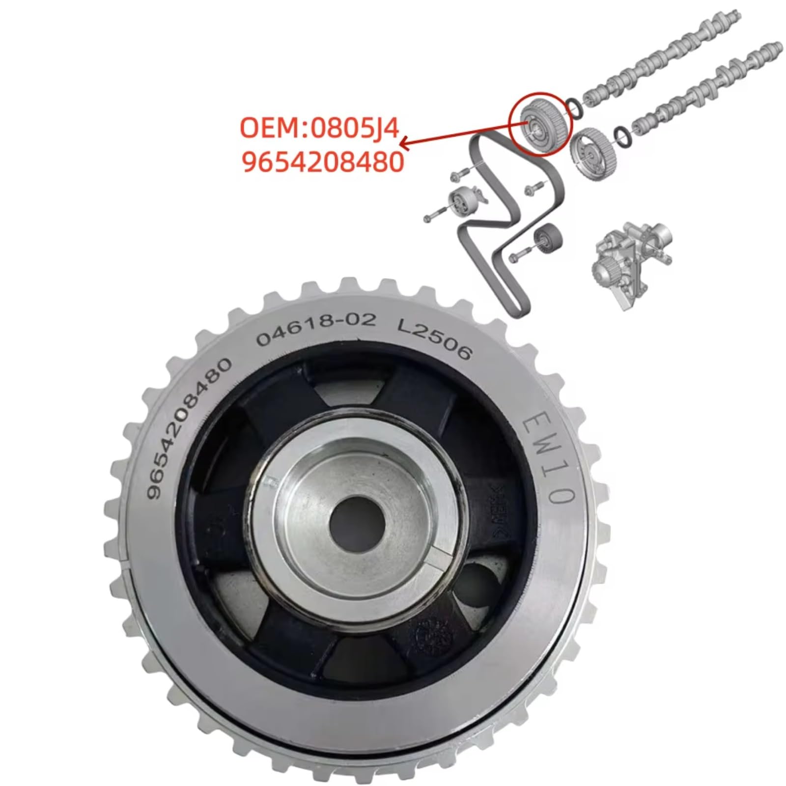 Compatible Con Citroen Para C5 9654208480 0805J4 Motor De Coche Árbol De Levas Correa Polea Reparaciones Accesorios Actualizaciones autopartes