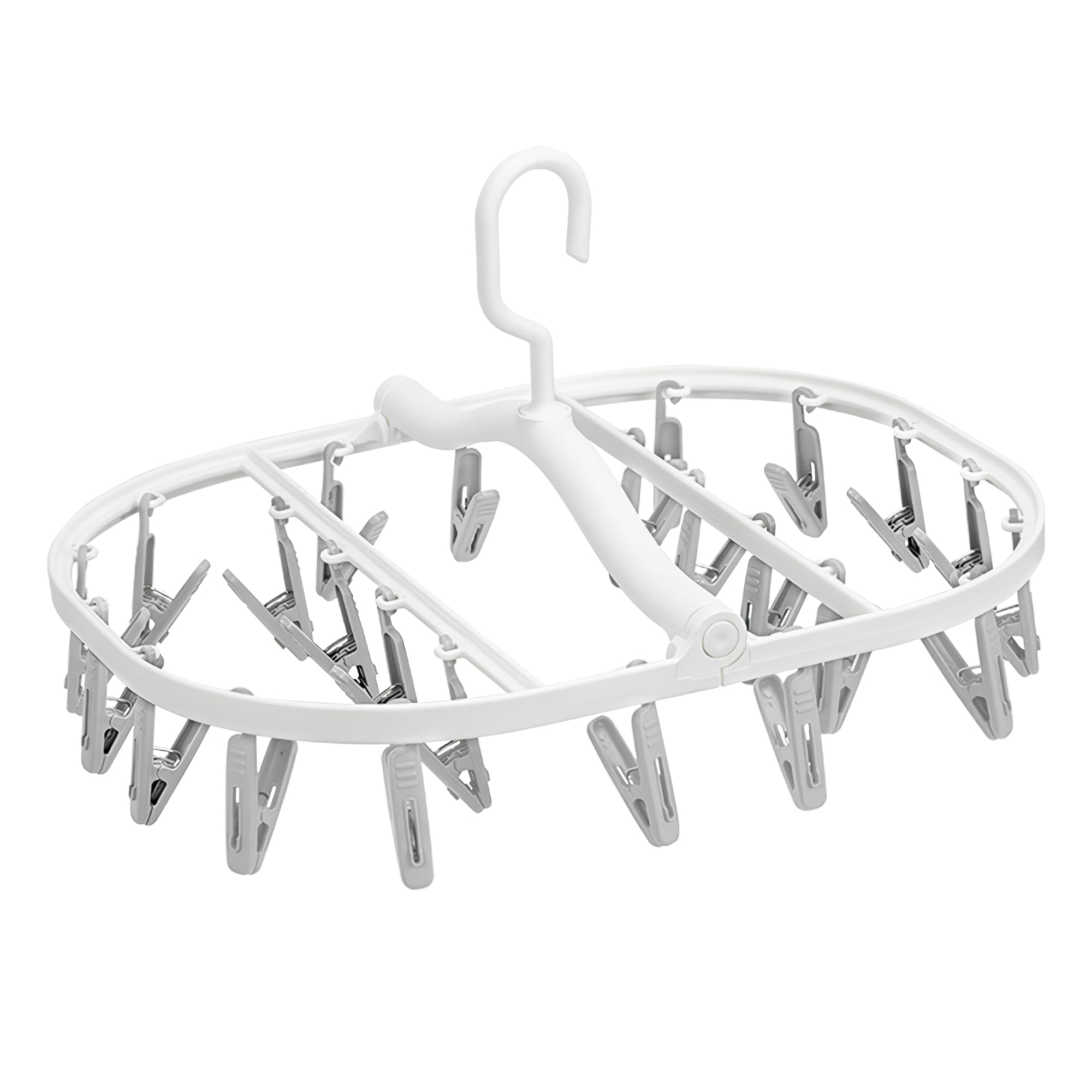 Foyer Nuage Premium Foldable Clothes Drying Hanger with 24 Clips, Anti-Rusty Plastic Drying Rack for Socks Lingeries