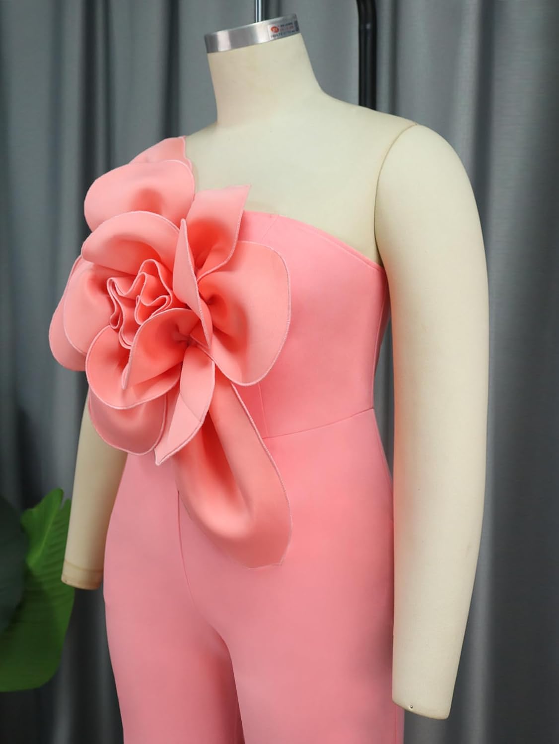 ONTINVA Pink Jumpsuits for Women One Shoulder Jumpers Summer Rompers Sleeveless Loose Palazzo Wide Leg Overalls