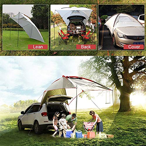 Playdo Waterproof Teardrop Trailer Awning Portable Car Suv Awning Tent Sun Shelter Canopy For Camping 4 Persons (White/Green) #TOP6