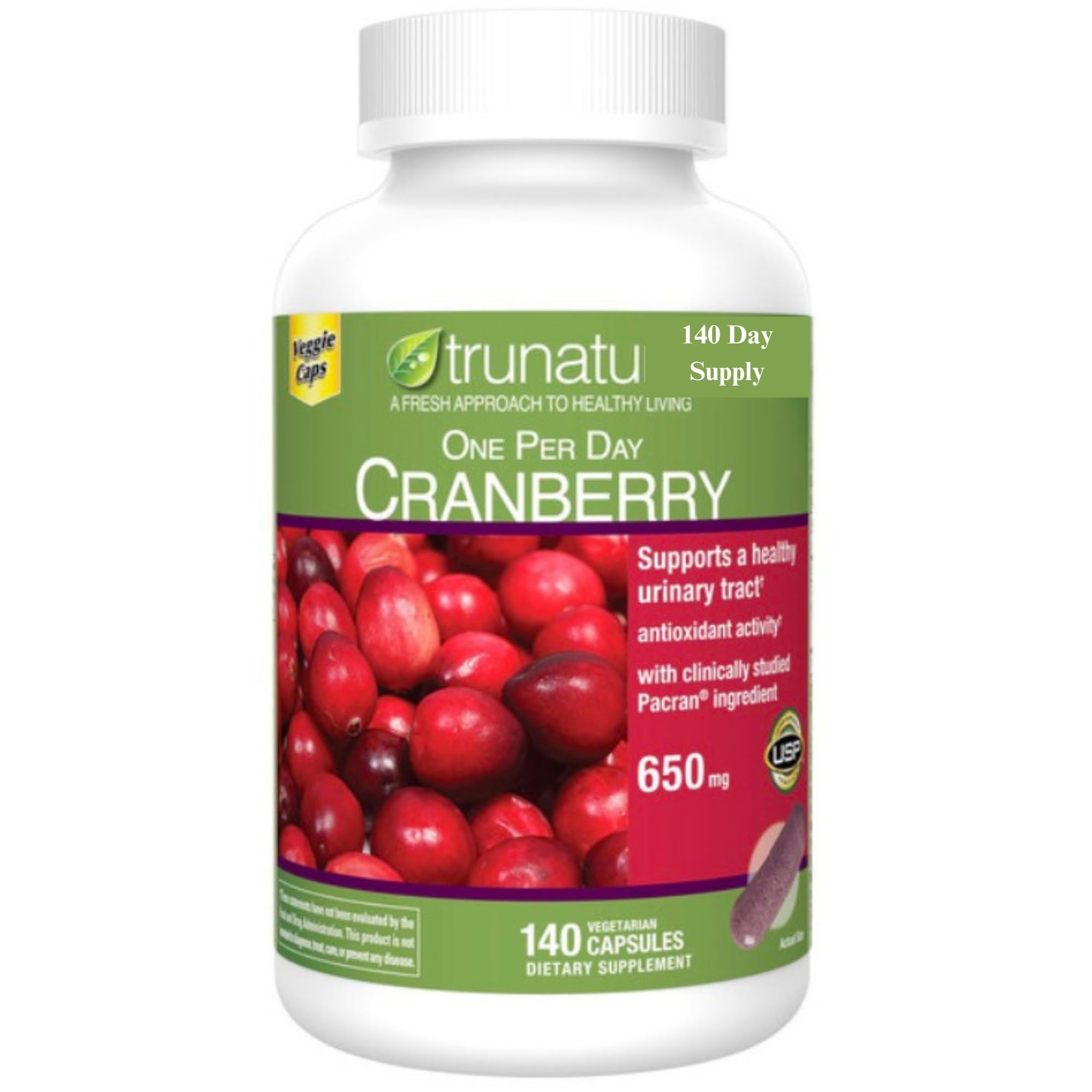 Cranberry 650 mg Compatible with Nature, 140 Vegetarian Capsules, 140 Day Supply