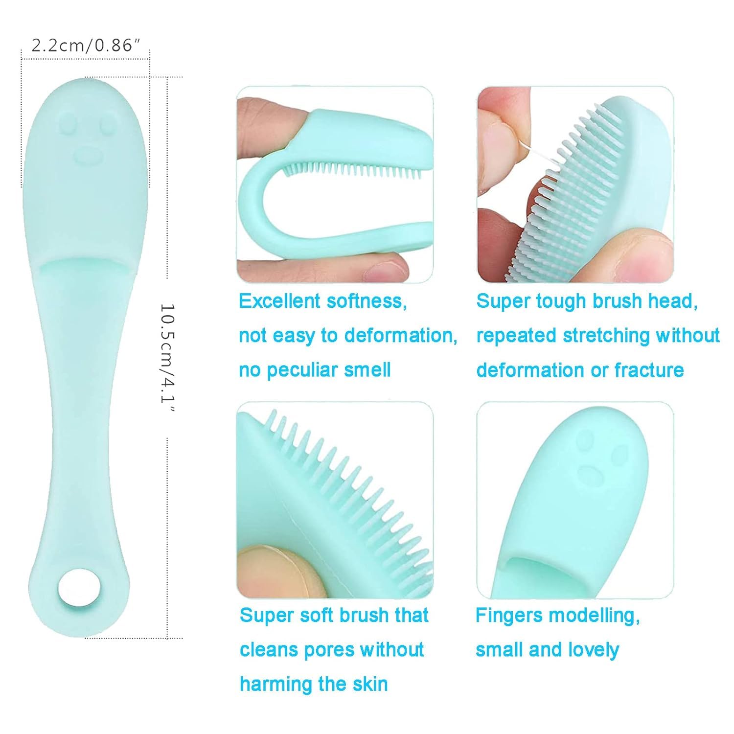 Dhanuom Soft Silicone Manual Facial Cleansing Brushes, Face Scrubber Cleanser Brush for Gently and Effectively Cleaning, Removing Blackheads (Pack of 2) 4
