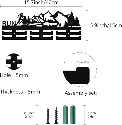 Miniatura 2 de CREATCABIN Soporte para medallas de carrera, soporte para medallas deportivas, estante de pared montado en la pared, más de 30 medallas, bosque de