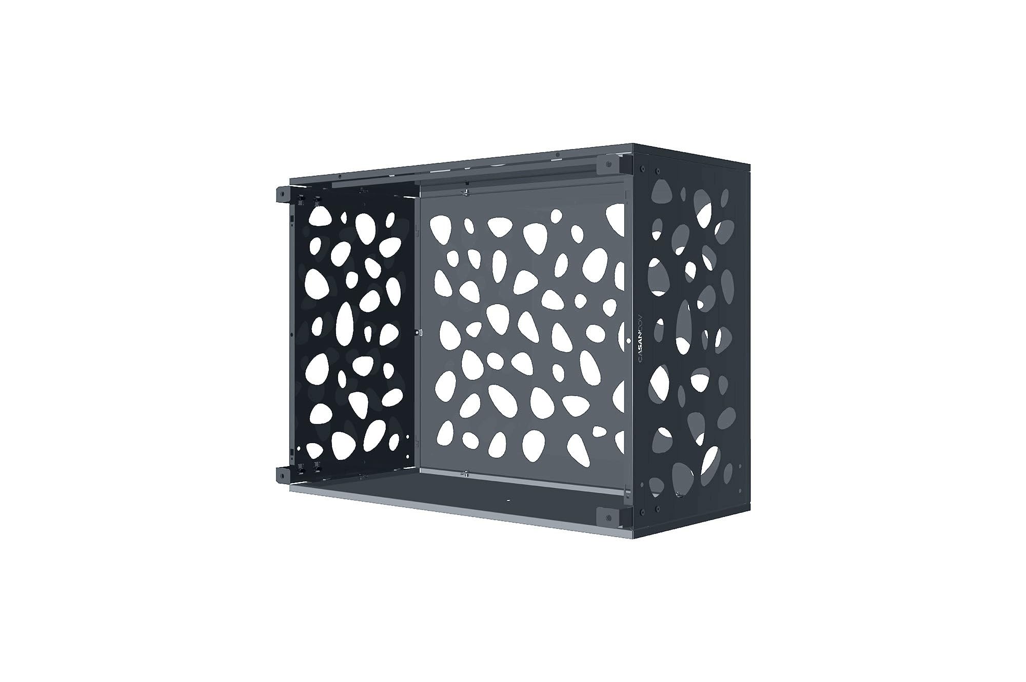 Casanoov Cache Climatiseur Exterieur Gris avec Face Inférieure - Amaro Sunny 90x68x60 cm – Acier Galvanisé Protection – Compatible Clim & PAC Toutes Marques – Design Galets Moderne – Montage Facile