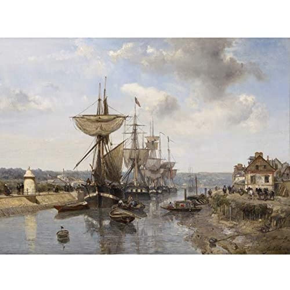 Artery8 Johan Barthold Jongkind Frigates C1850 Painting Art Print Canvas Premium Wall Decor Poster Mural