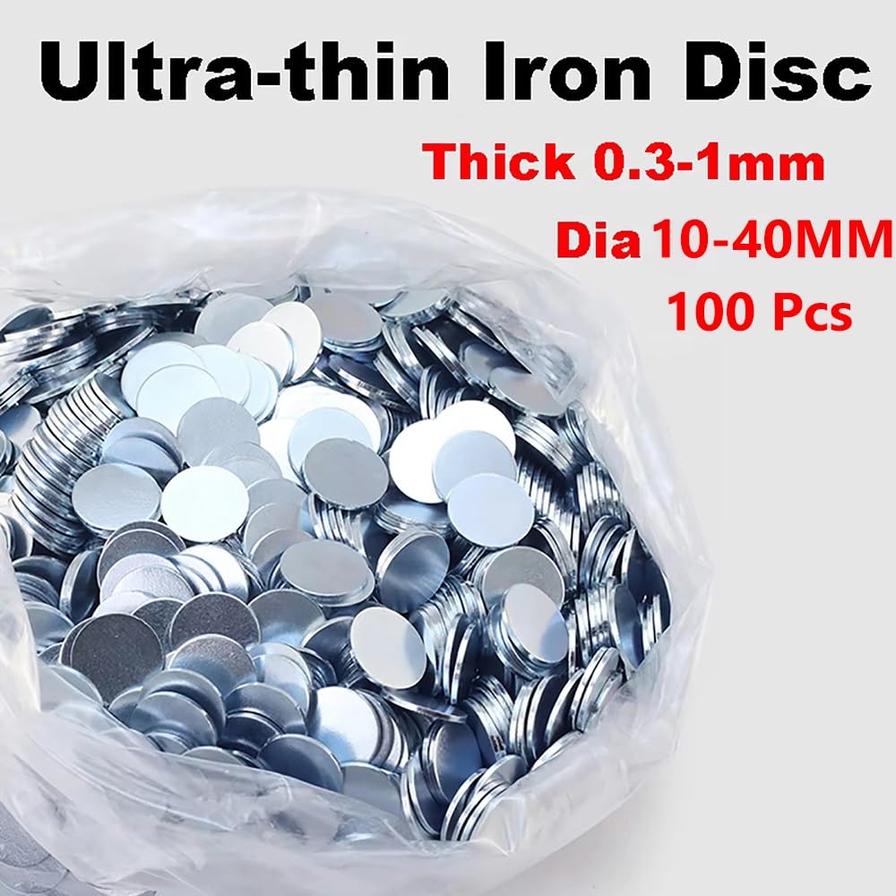 100 Stück Ultradünne Verzinkte Eisenscheiben – 10–40 Mm Runde Metallbleche For Heimwerkerarbeiten, Kunsthandwerk, Magnete Und Heimorganisation (0,3–1 Mm)(30 x 0.3mm)