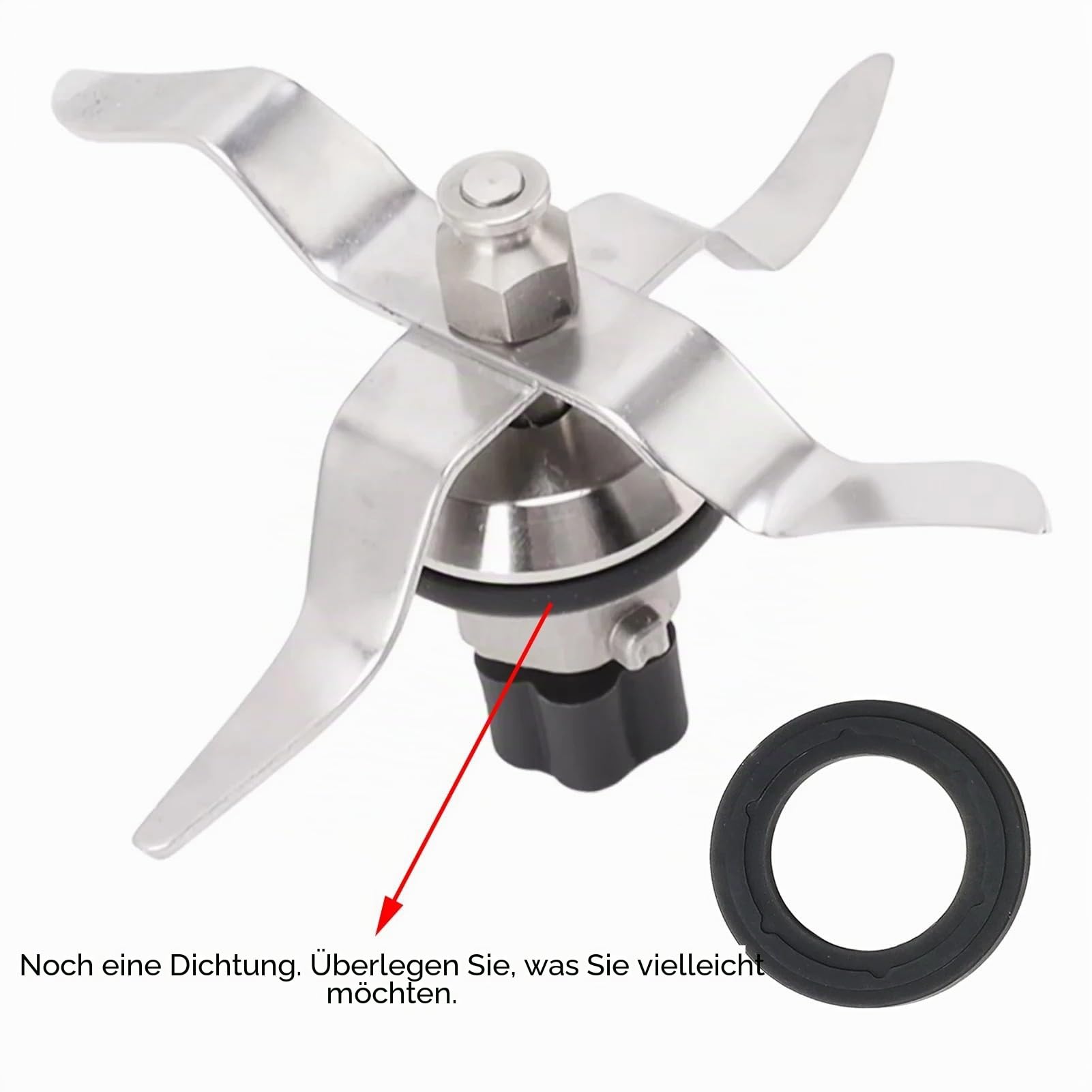 Blender Klinge, Zubehör für Stabmixer aus Edelstahl, 4-Blatt Blender mit 5 Zähnen Ersatzteil Eismesser Kompatibel mit Monsieur Cuisine Connect 5T