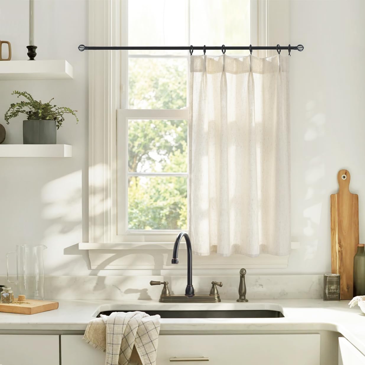 Lino Rosa Cafe Pinch Pleated Curtains