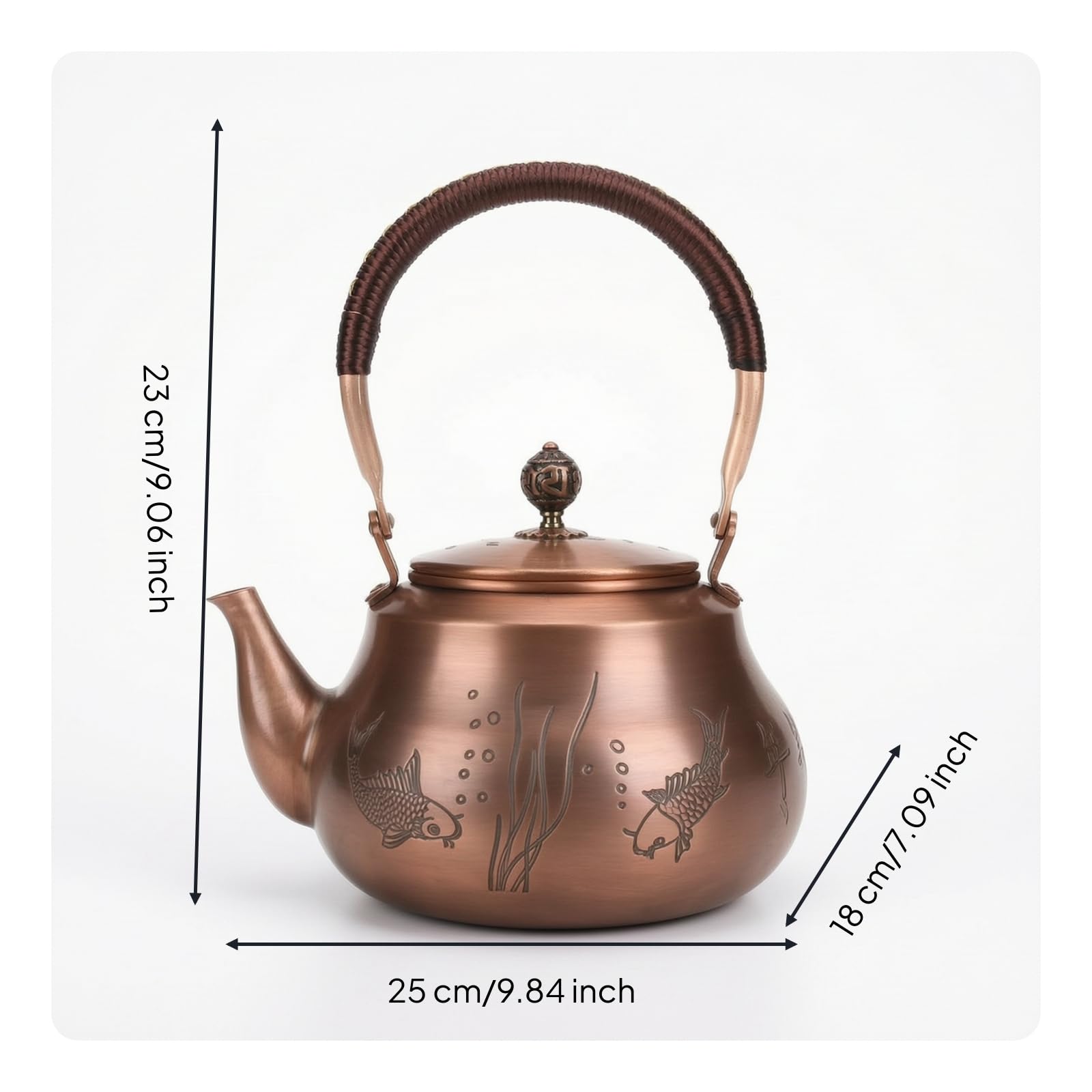 Tetera Cobre Grabada Recipiente sin Fugas Vajilla para Aficionados Al Té, style to 4