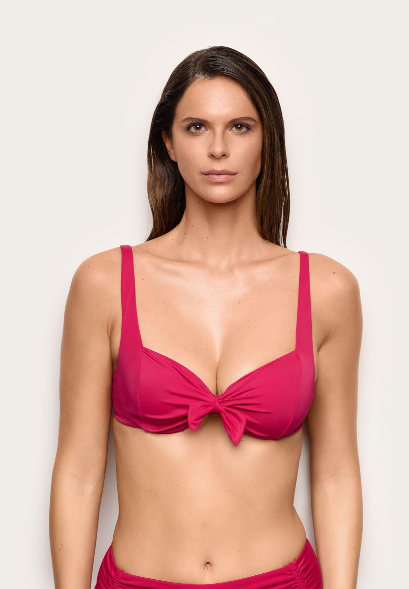 YAMAMAY - Bikini Parte Alta, Modello Balconcino con Ferretto, Donna, Essentials, Magenta, monocromo