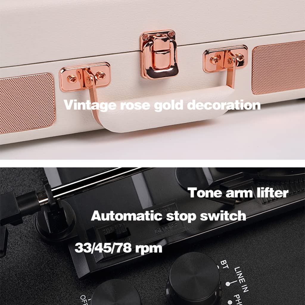 Gramofon przenośny gramofon walizkowy gramofon gramofonowy Bluetooth 5.0 33 45 78 obr./min gramofon gramofon retro (rozmiar: wtyczka brytyjska) (wtyczka brytyjska)
