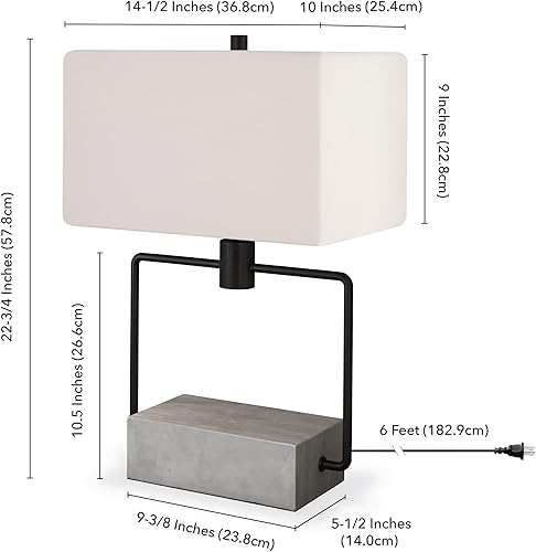 Miniatura 7 de Henn&Hart Lámpara de mesa de 22.75 pulgadas de alto con pantalla de tela en hormigónbronce ennegrecido, para el hogar, sala de estar, dormitorio,