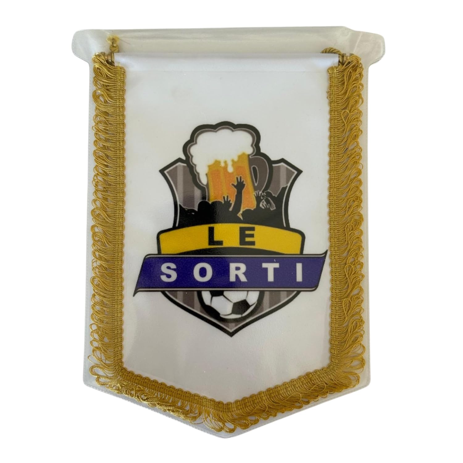 Gagliardetti Personalizzati 20x28 cm con Bordo Dorato in Raso, Cordino, Astina Rigida e Custodia