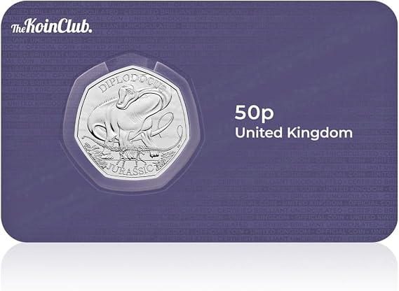 The Koin Club Royal Mint Iconic Specimens Diplodocus 50p Brilliant Uncirculated UK Coin 2024
