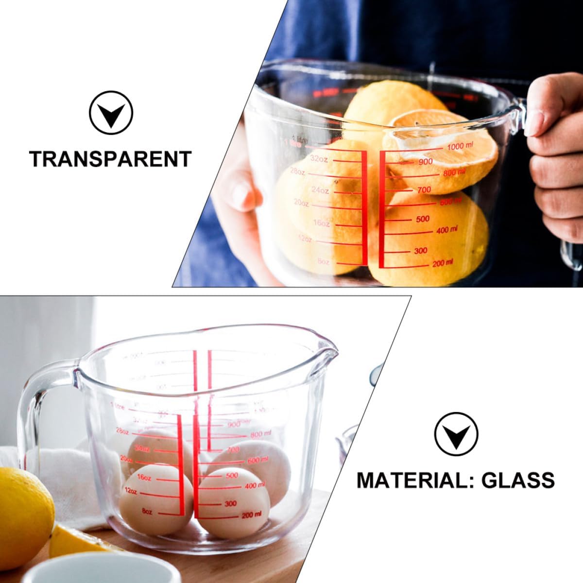 Glass Baking Tool Practical Measuring Cup Scale Measure Cup Pink Wide Mouth Easy to Use