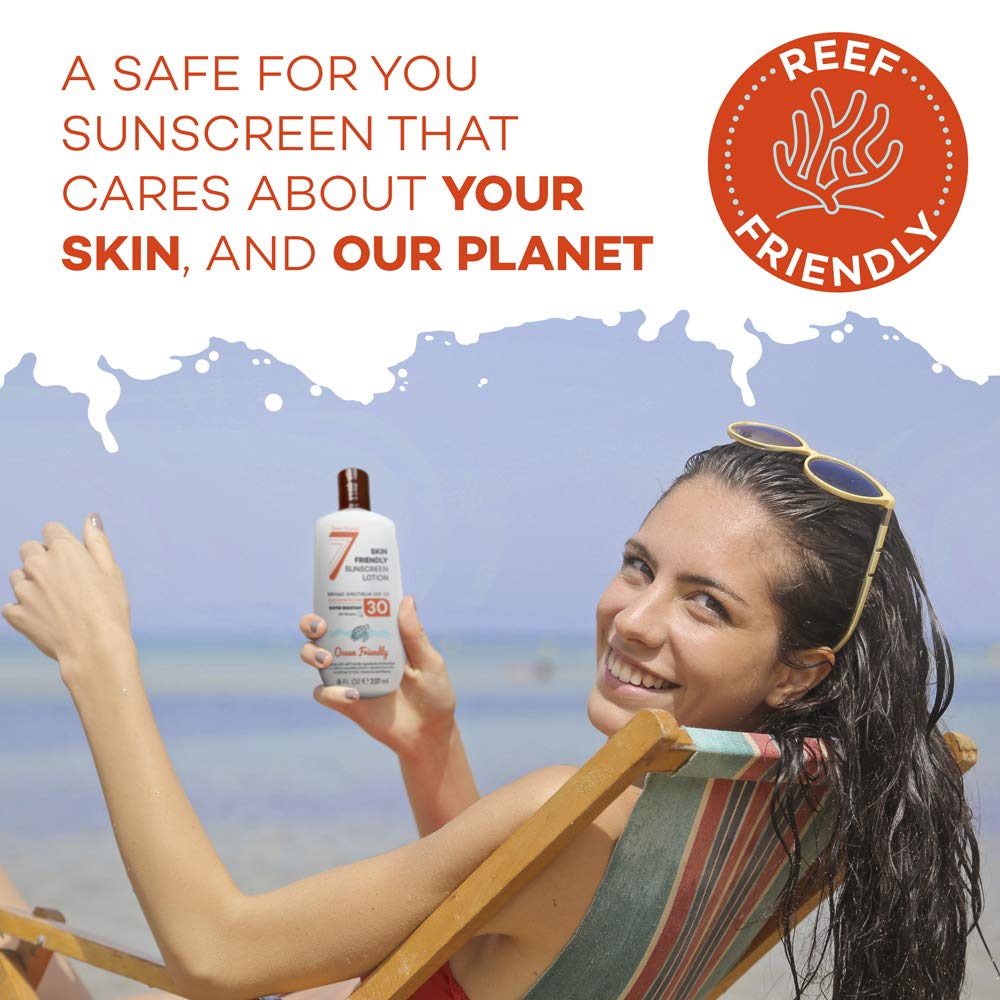 EWG Best Rated Non-Mineral Sunscreen SPF 30 - Safe for Sensitive Skin and Face - Broad Spectrum UVA/UVB Sunblock Lotion with Moisturizing Aloe & Vitamin E - Reef Safe Ingredients - 8 fl oz