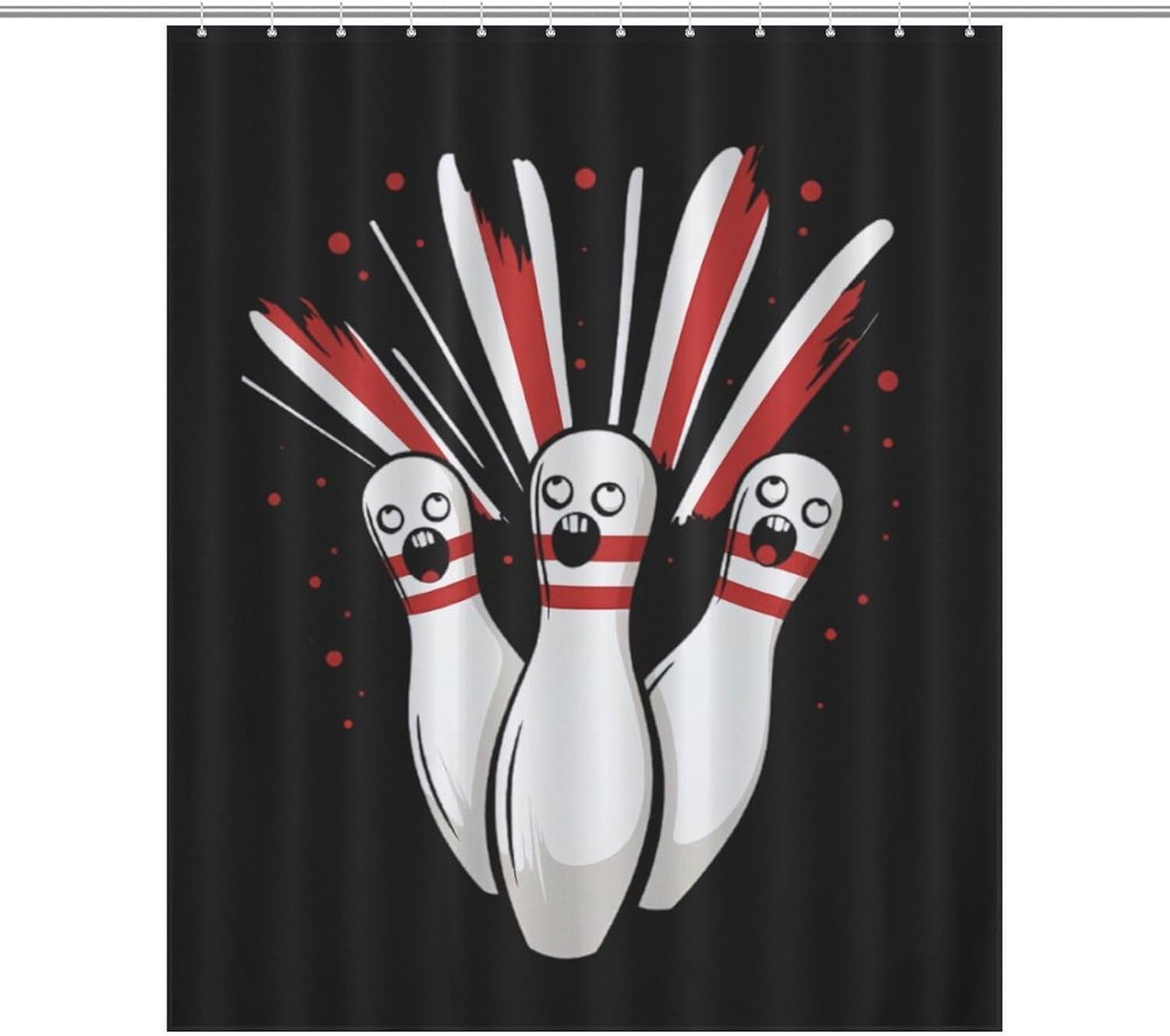 Bowling Pins Funny Shower Curtains Washable Bath Curtain Liner with Hooks for Bathroom Bath Tubs