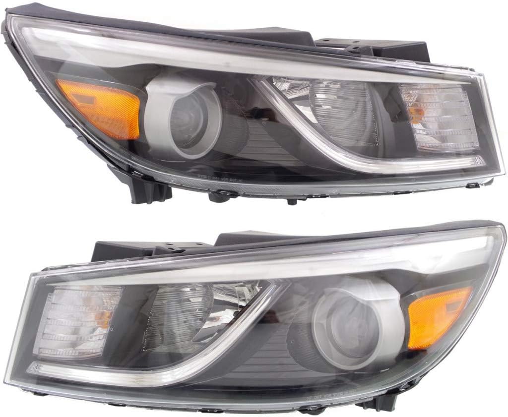 For Kia Sedona Headlight 2015 2016 2017 2018 Pair Driver and Passenger Side w/Bulbs DOT Certified Replacement for KI2502181 | 92101-A9110
