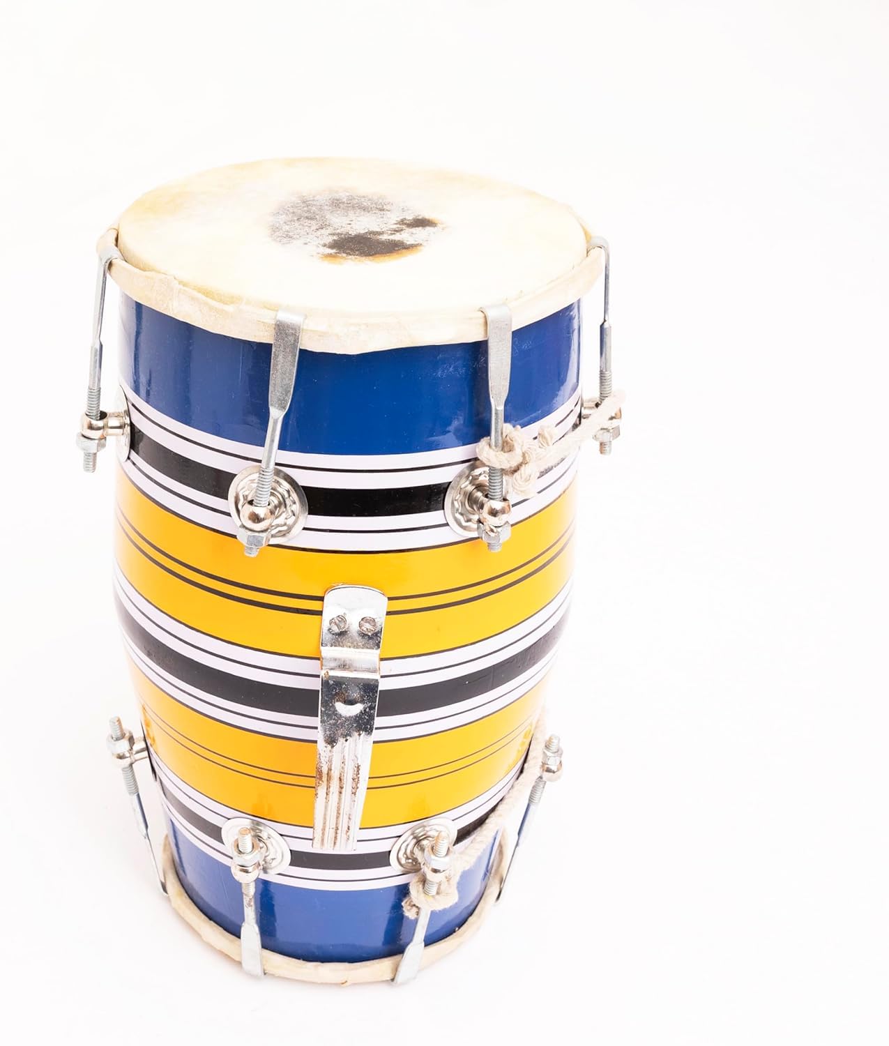 Set di tamburi classici indiani folk tabla Dholak da 30,5 cm, fatti a mano, in legno e pelle, con 14 bulloni regolabili e chiave di accordatura, strumenti musicali a percussione a mano per musicisti