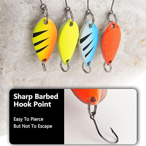 Miniatura 6 de TopHomer Juego de cebos giratorios de 12 piezas, kit de señuelos de pesca surtidos de metal duro, señuelos en línea Spinnerbait de agua dulce y