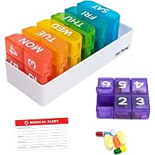 6 Times a Day, 7 Day Large Weekly Pill Organizer with Holder Tray, Vitamin, Medicine Box, Multicolor 6X a Day - 1 Pack