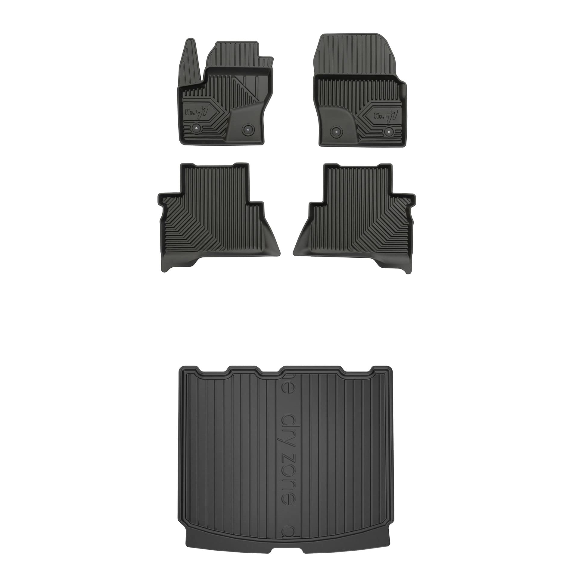 FROGUM Un Juego de Alfombrillas de Goma para Coche y cubeta Maletero exclusivas Alfombras para Ford Kuga II 2013-2019 | Borde Alto | para Todo el año | Al tamaño