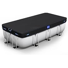 Holiwei 12x24 Ft Rectangular Pool Cover with Reflective Strips for Above Ground Pool, 420D Swimming Pool Cover for Rectangular or Oval Frame Pools, Solar Cover with Drawstring and Ground Nails
