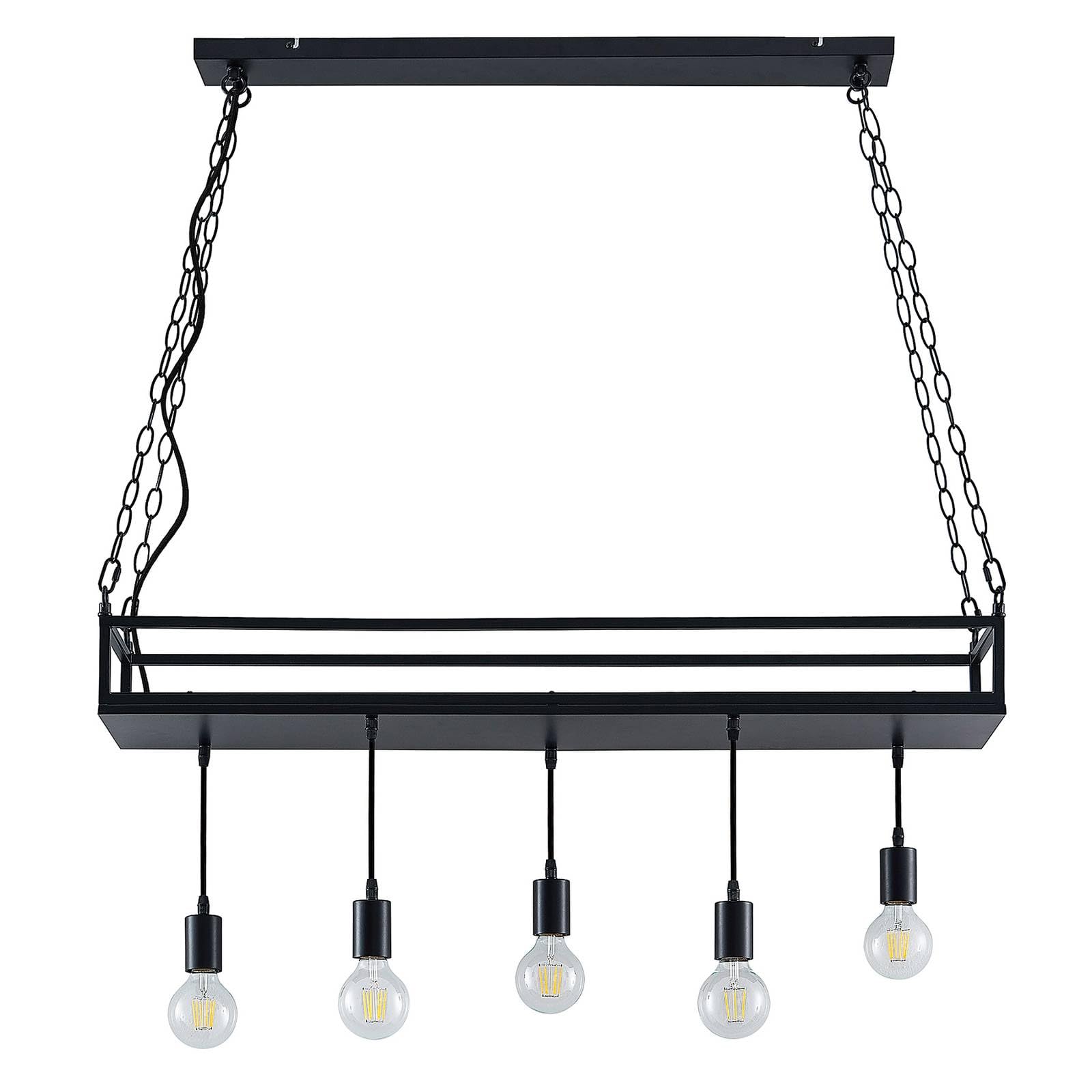 Lindby Black Ceiling Light Kirista Dimmable (Vintage, Antique) In Made Of Metal For E.g. Living Room & Dining (5 Light Sources E27) From Pendant Lighting Lamp Hanging Ceiling