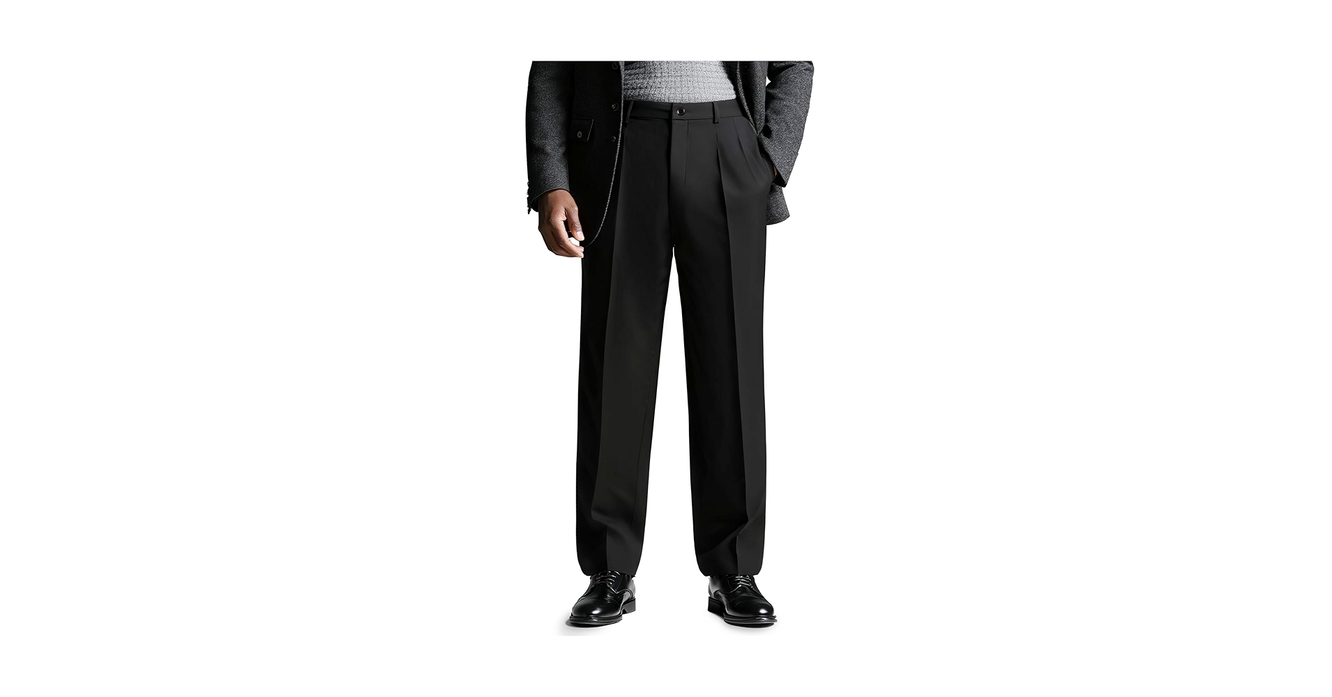 Men's Classic Fit Flat Front Dress Pants Expandable Waist