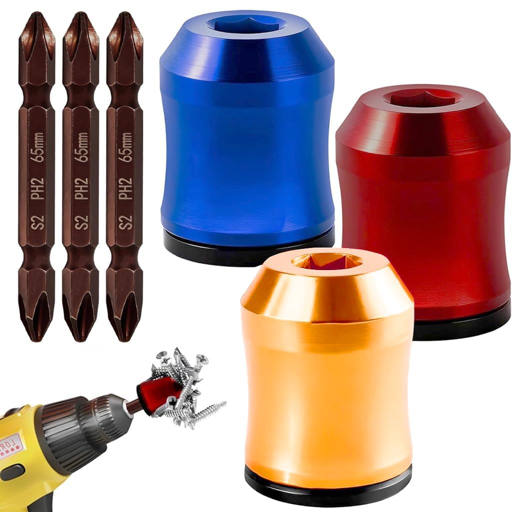 3Pcs Seese Magnetic Screw Holder with 3Pcs PH2 Screwdriver Bit for Drills