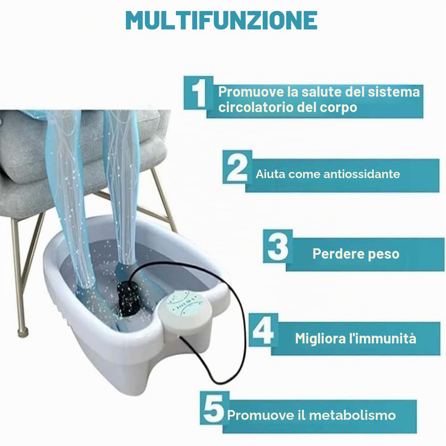 Ionic Foot Spa at Home Detox and Cleanse, 2.0 Ionic Foot Spa, Macchina disintossicante professionale per pediluvio ionico, spa per piedi e massaggiatore con riscaldatore, disintossicante per il corpo