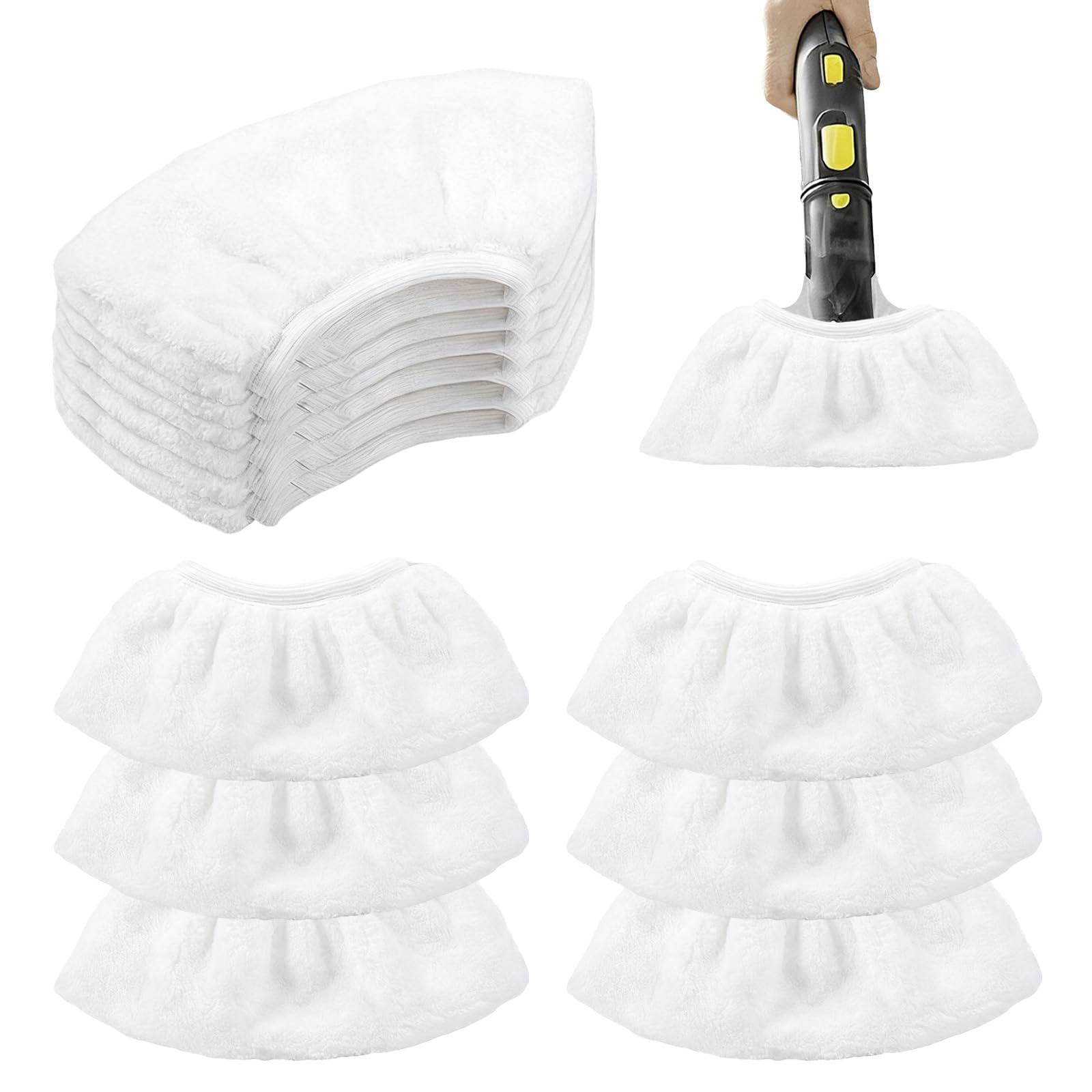 12 PCS Microfibre Cloth Covers for Karcher Steam Cleaner, Washable Replacement Pads, Durable Terry Mop Pads Compatible for SC2 SC3 SC4 SC5 EasyFix, Handheld Nozzle Cleaning Floors, Glass, Windows