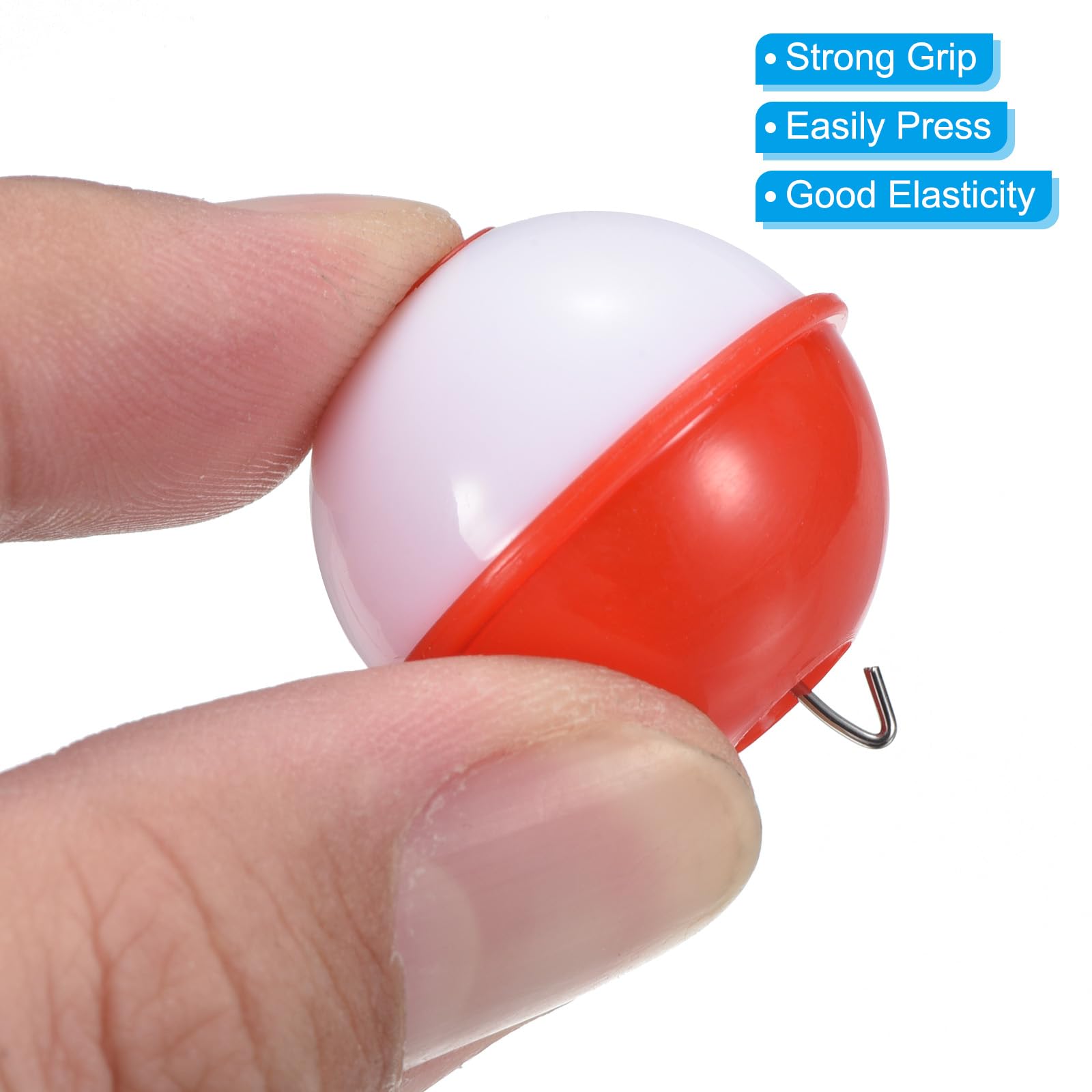 PATIKIL 1 Inch Fishing Bobber, 24 Pack Hard ABS Push Button Round Buoy Fishing Float Tackle, Red and White - Image 4