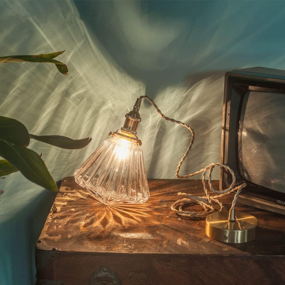 YUEGOO Chandeliers,Creative Diamond Sglass Chandelier,Nordic Style Metal Glass Hanging Lamp,Clear Glass Light Lampshade,Kitchen Island Restaurant Decoration Lighting Fixtures