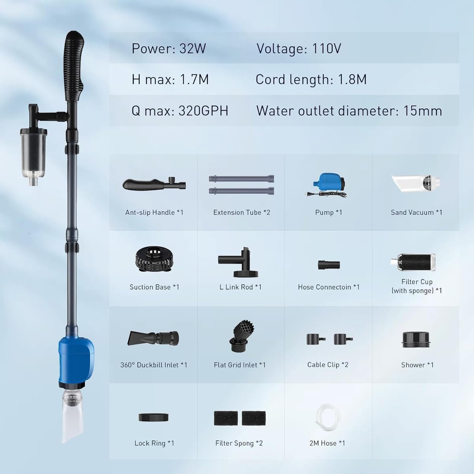 Pompe à siphon pour aquarium – Échangeur d'eau manuel et rondelle de sable, outil de nettoyage respectueux de l'environnement, efficace avec tuyau d'eau de 2 m