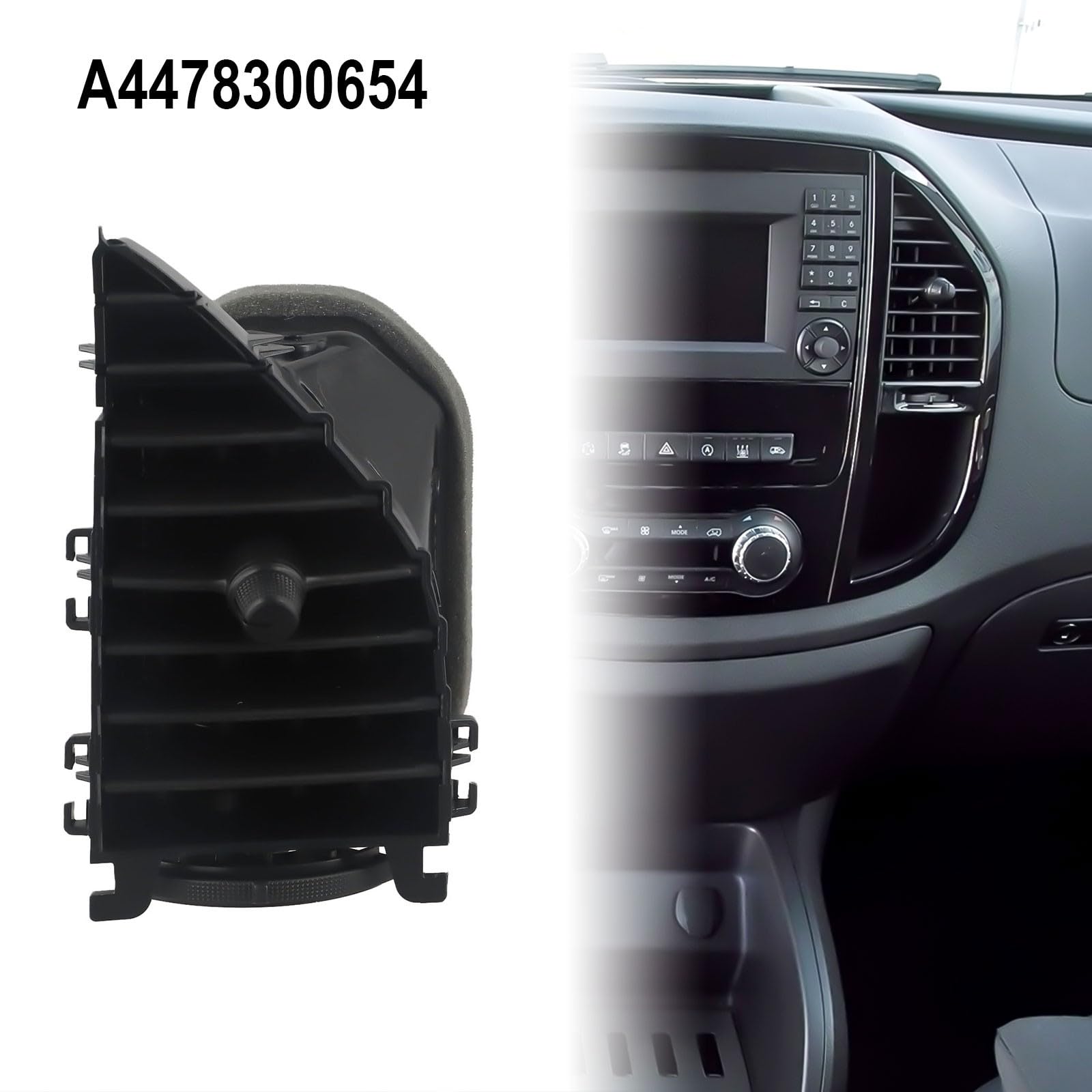 Lüftungsgitter für Mercedes-Benz für Vito W447 2015+, rechte Mitte, schwarzes ABS-Ersatzteil A4478300654