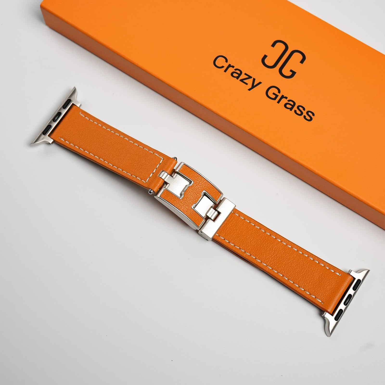 Bracelet en cuir véritable pour Apple Watch avec boucle signature H pour