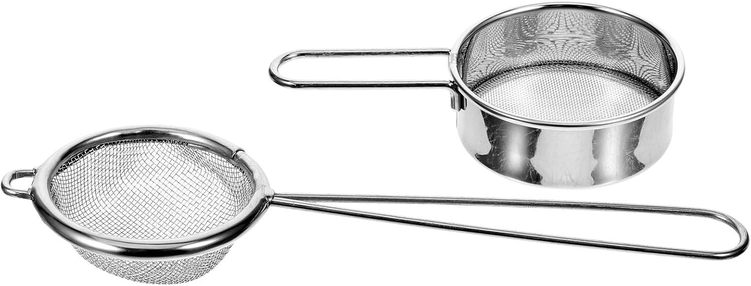 Stainless Steel Flour Sifter Set with Fine Mesh Strainer, Handheld Mini Baking Filter for Powdered Sugar and Cocoa, 6.5cm 5cm Diameter, Kitchen Baking Gadget for Home Use