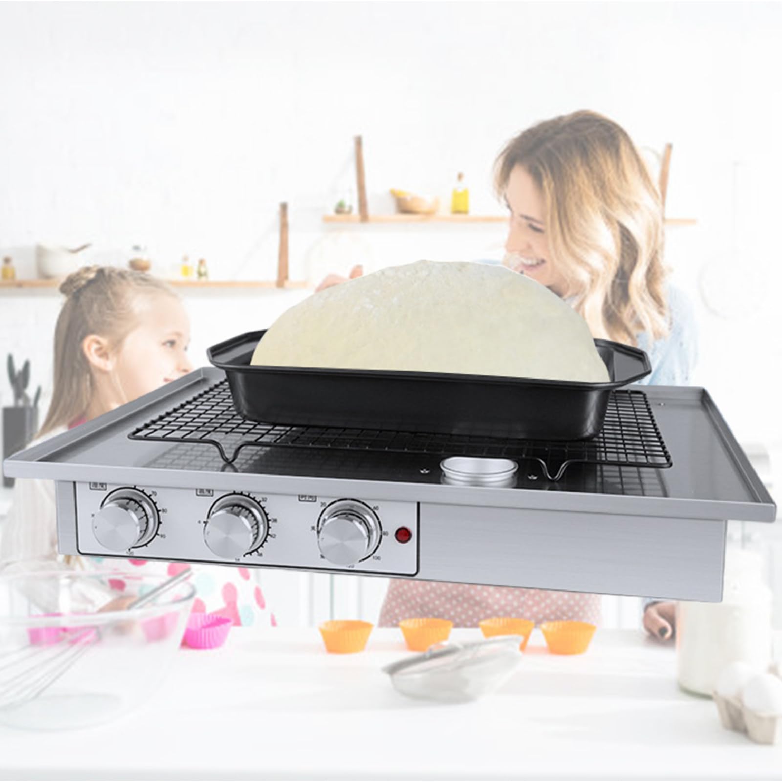 Impastatrice per Uso Domestico da 20 Litri con Funzione di fermentazione e temporizzazione, Base in Acciaio Inossidabile, per Pane, Pizza e Pasta, Piccola, 110 V
