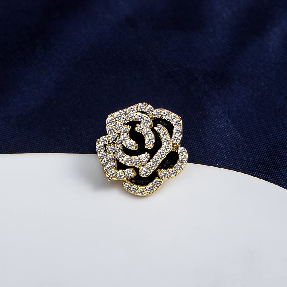 Broches para Mujer, Broche pequeño y Delicado con Forma de Flor Negra para Solapa, joyería para Aniversario o cumpleaños.
