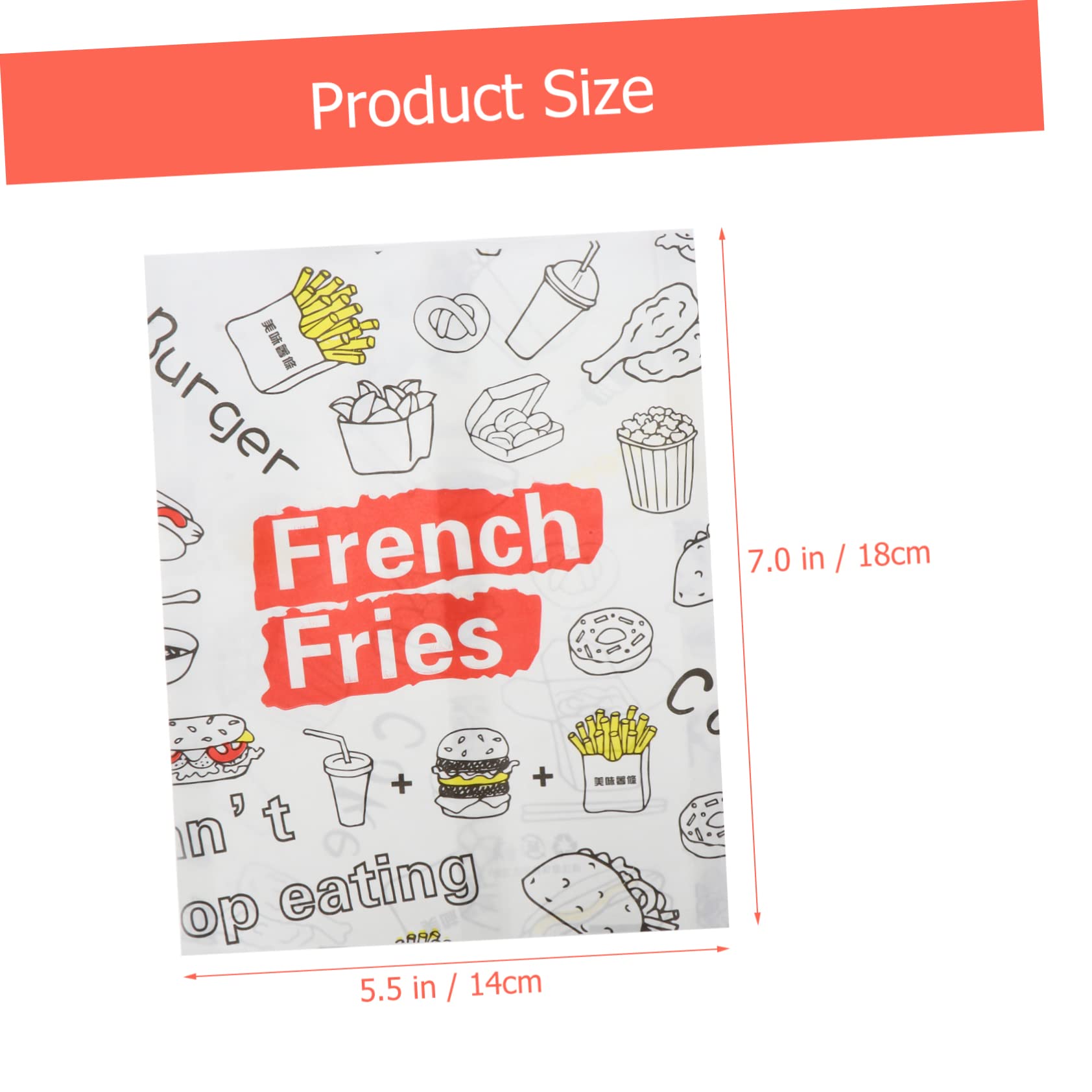 Bolsas de Papel Desechables para Patatas Fritas 300 Unidades | Envoltorio para Merienda y Bocadillos, Papel Antigrasa, Formato Temporal para Snacks y Frituras