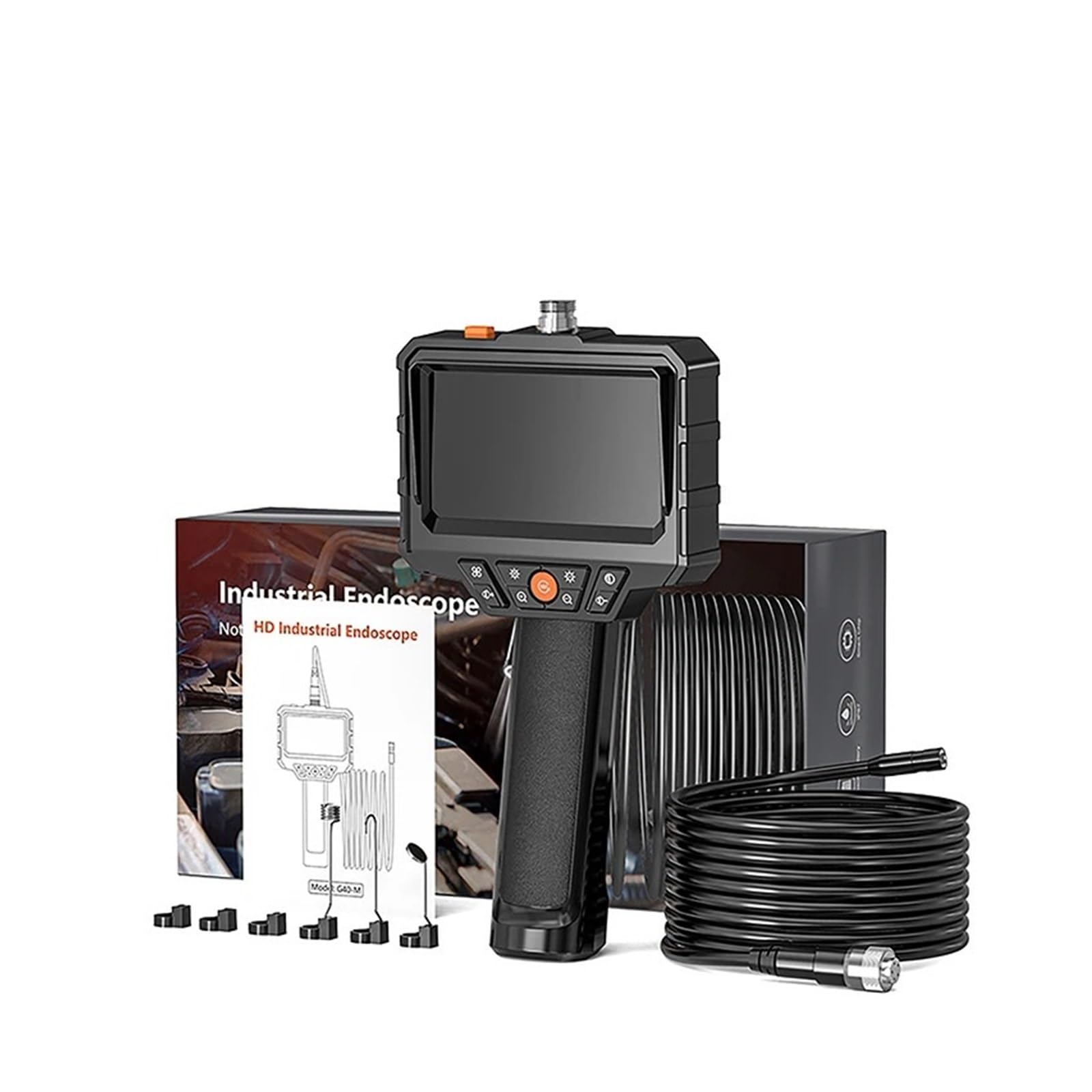 Industrial Endoscope Camera 4.3 Inch IPS Screen HD 1080P Pipe Sewer Inspection Borescope IP67 Waterproof LED 2000mAh For Car(1m)