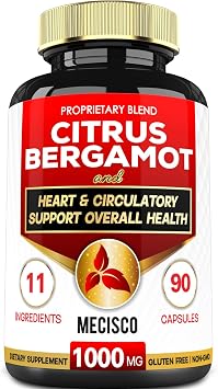 Mecisco 11 in 1 Citrus Bergamot Supplement 1000mg with Black Chokeberry, Berberine HCl & More - 90 Capsules - Supports Heart Health, Immune System, Energy Production