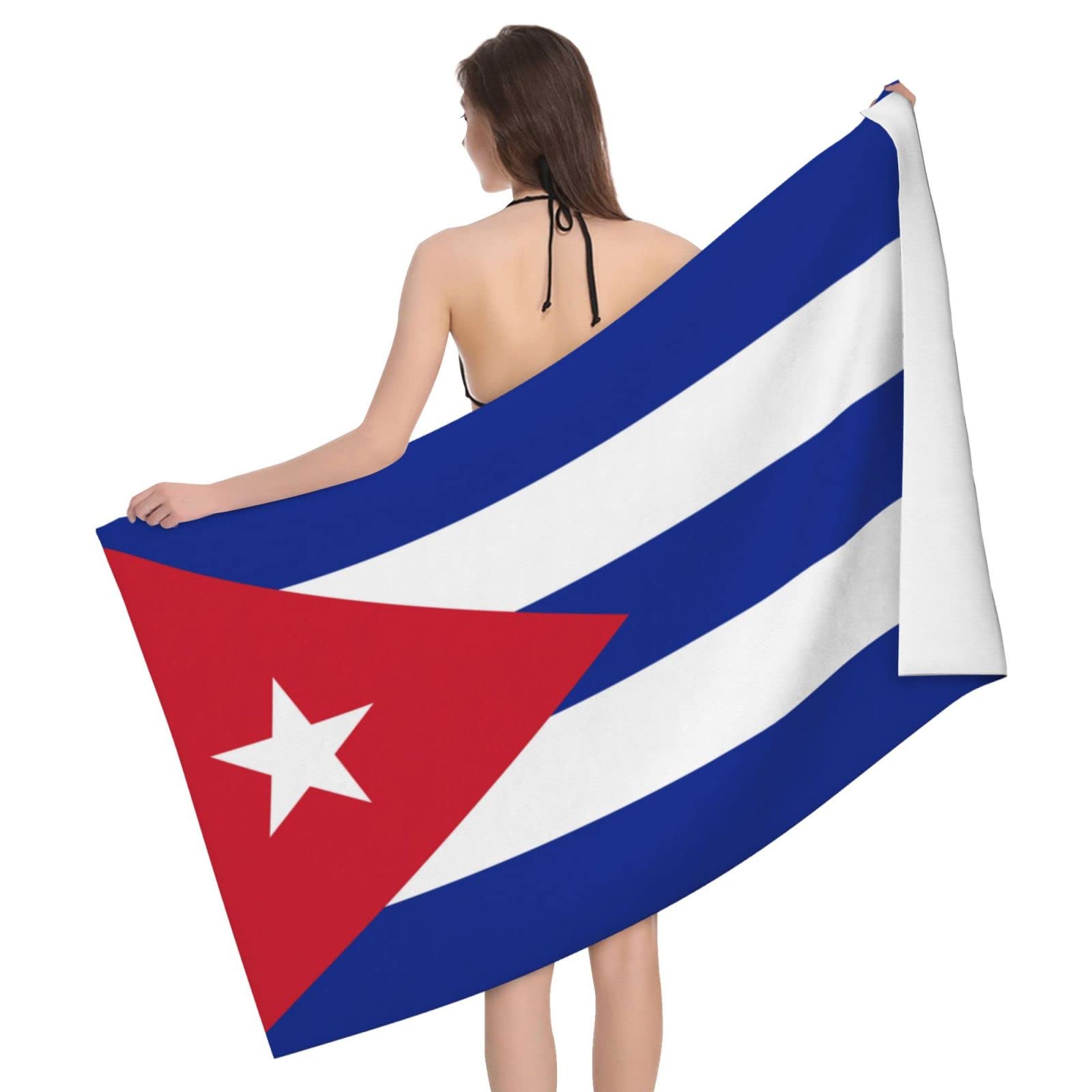 Lsjuee Flag of Cuba Beach Towel Absorb Water Quick Dry Bath Towel, for Beach, Swimming Pool, Camping